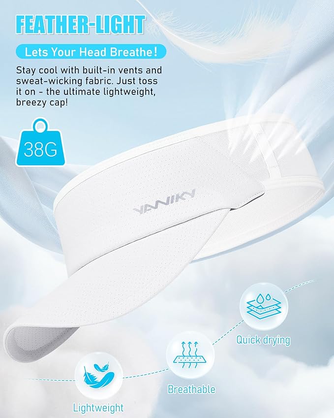 Sports Sun Visor Hats for Women Men Lightweight Breathable Cooling Stretchy Visors Foldable UPF 50+ for Running Tennis Golf