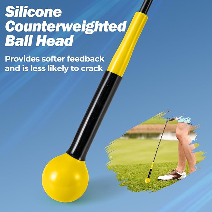 Tangkula Golf Swing Trainer, 47"/40"/31.5" Warm-Up Golf Practice Training Aid with Weighted Head for Grip, Rhythm, Flexibility, Balance, Tempo & Strength, Indoor Outdoor Golf Swing Corrector