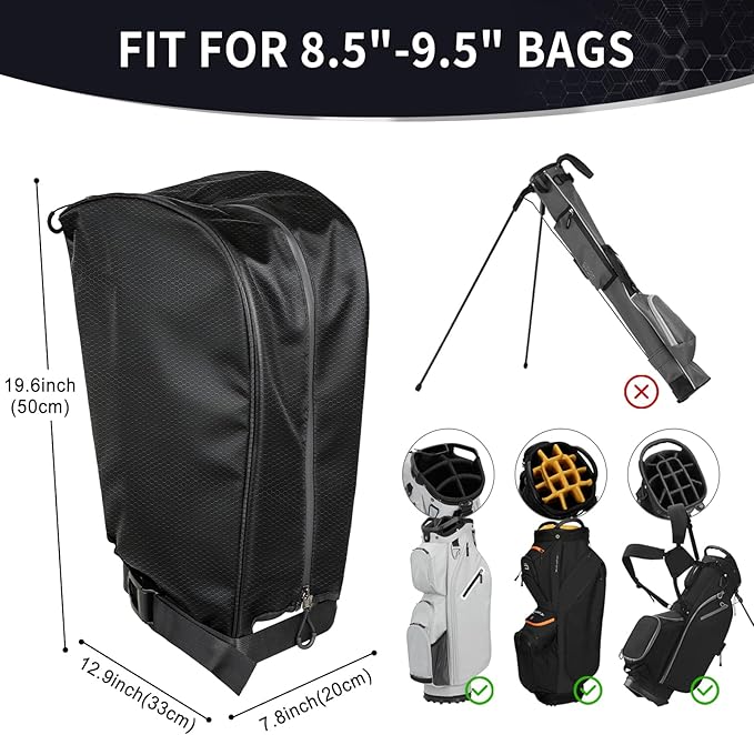 Golf Bag Rain Cover Hood with Adjustable Buckles,Portable Easy Access Golf Bag Cover for Golf Stand/Cart Bags, Upgraded Honeycomb Waterproof Dust Proof Fabric