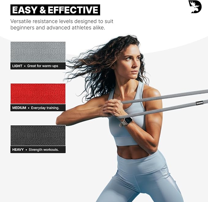 DMoose Fitness Fabric Resistance Bands for Full Body Exercises - Non-Slip Thick Cloth Stretch Band for Squats, Lunges & Bicep Curls - Long Resistance Bands for Working Out - Booty Band for Men & Women