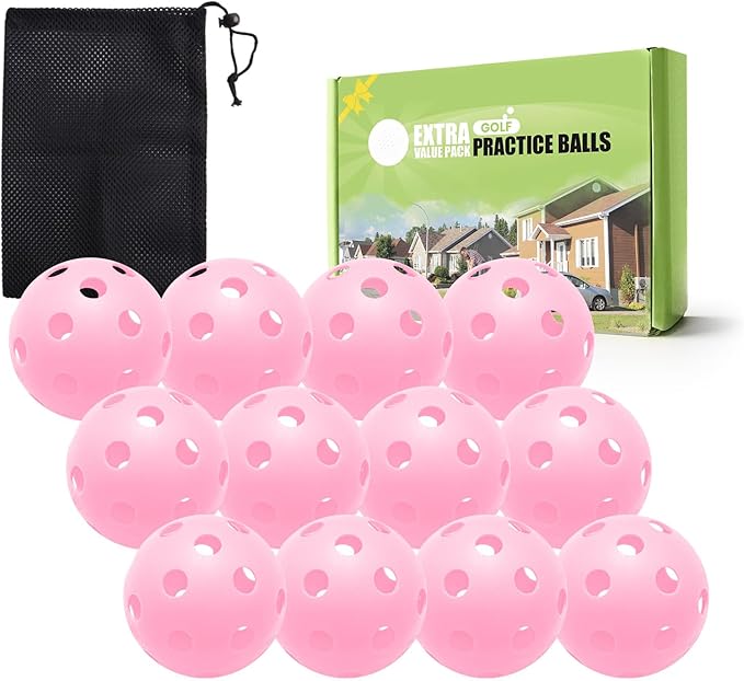 FINGER TEN Golf Practice Balls Plastic Colored Value 12/24/36/50 Pack, Limited Flight Sports Training Ball for Men Women, Indoor Outdoor Driving Range Backyard Use