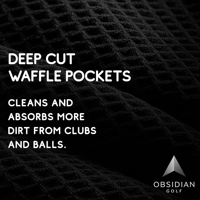 Golf Towel with Magnet & Hydro Pocket – Premium Full-Size Golf Towel HydroPouch Stays Wet for Cleaning Clubs, Easily Attaches to Clubs or Cart, Green-Side Ready (Black)