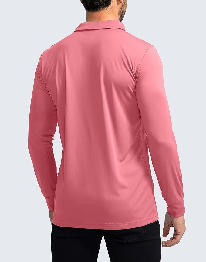 Men's Polo Shirt Long Sleeve Golf Shirts Lightweight UPF 50+ Sun Protection Cool Shirts for Men Work Fishing Outdoor