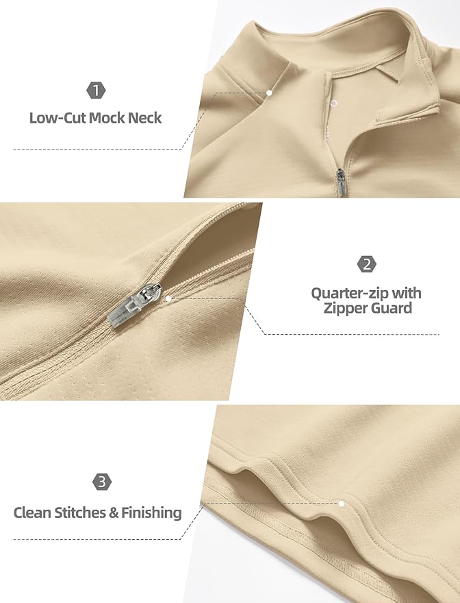 Zengjo Mens Quarter Zip Athletic Pullover Mid-Weight 1/4-Zip Running Workout Shirt Moisture Wicking