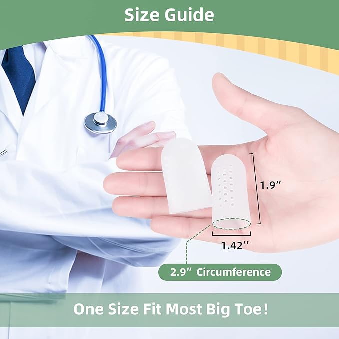 Big Toe Cap 10 Pcs, Breathable Toe Protector Toe Cover Sleeves with Holes, Provides Relief from Corns, Blisters,Reduce Friction(Transparent)