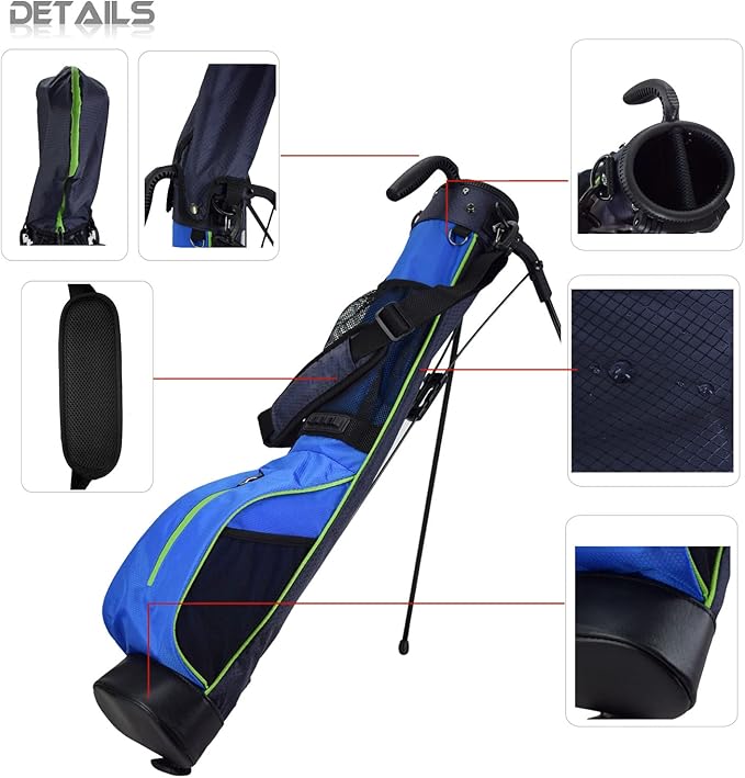 Golf Stand Bag, Lightweight Mini Golf Sunday Bag with Rain Cover and Removable Padded Shoulder Strap, 2 Model Options -2 Way Divider and 4 Way Divider, Waterproof Wear-Resistant Durable Fabric Golf Bag for Women and Men