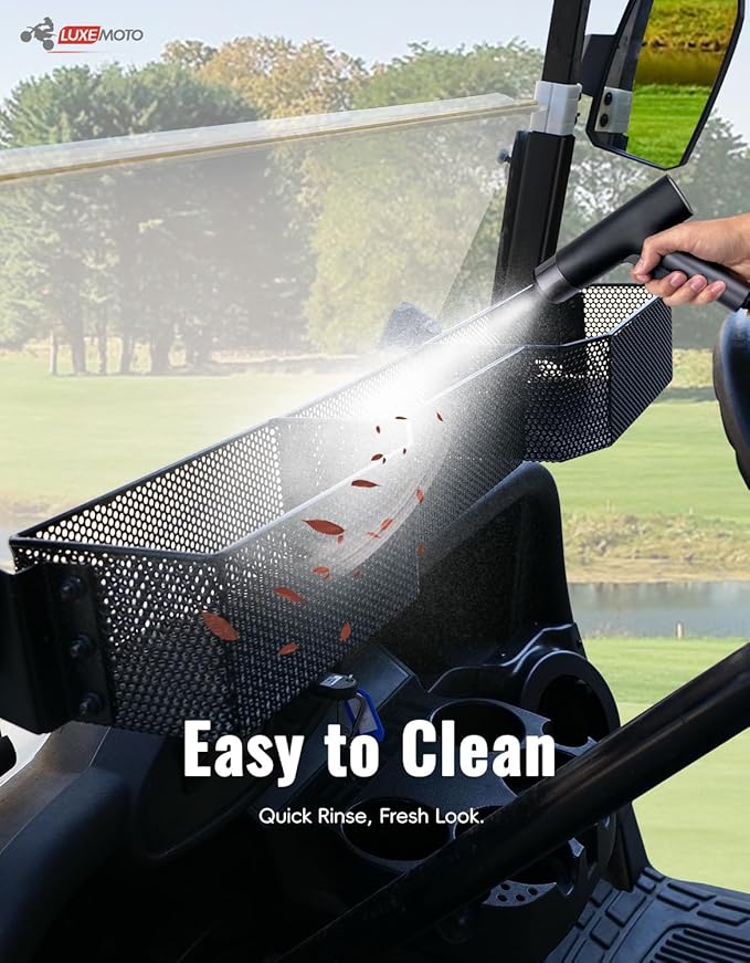 Golf Cart Inner Front Storage Basket for E-Z-GO RXV 2008+, No Drilling Combined Steel Independent Front Inner Dash Tray Storage Organizer for EZGO RXV 2008-2025 Accessories, Black