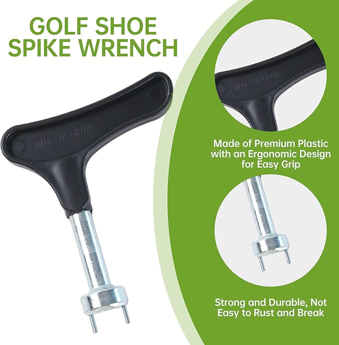 Golf Spike Wrench Zinc Alloy Golf Spike Tool with Ergonomic Handle Universal Spike Shoes Replacement Tool for Spike Shoes