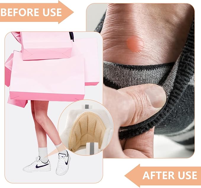 Reusable Heel Guards Liners for Loose Shoes & Too Big Boots - Self-Adhesive Heel Protector Pads (4 Black)