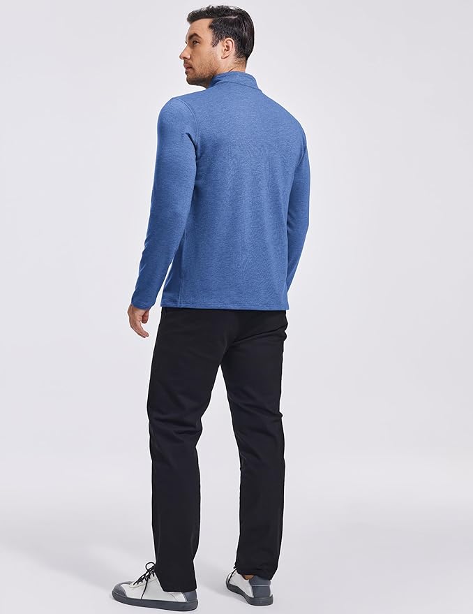 PINSPARK Men's Quarter Zip Up Pullover Mock Neck Sweatshirts Long Sleeve Golf shirts Performance Athletic Casual Workout