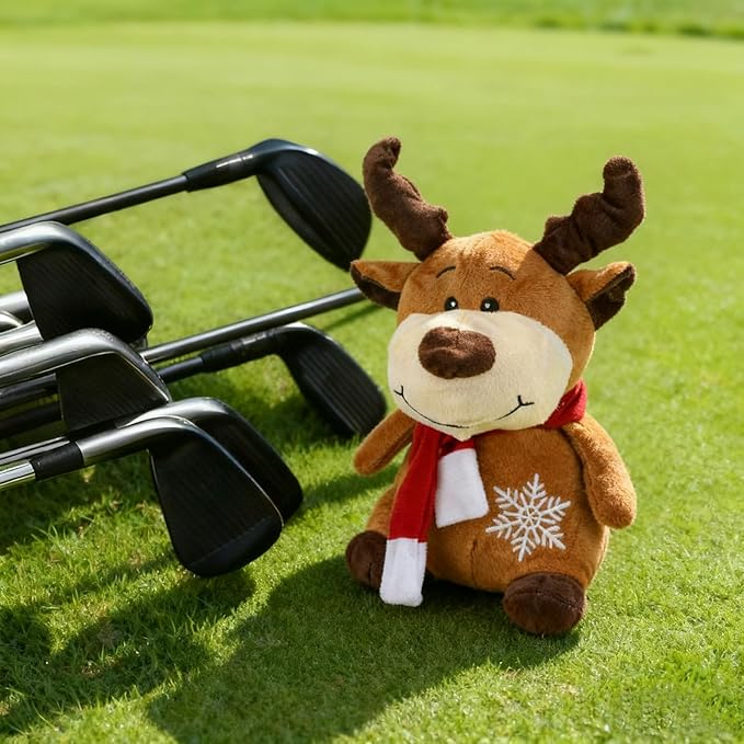 Christmas Golf Club Covers, Fun Plush Headcovers with Soft Protection for Fairway Wood Clubs, Festive Golf Gift for Men and Women