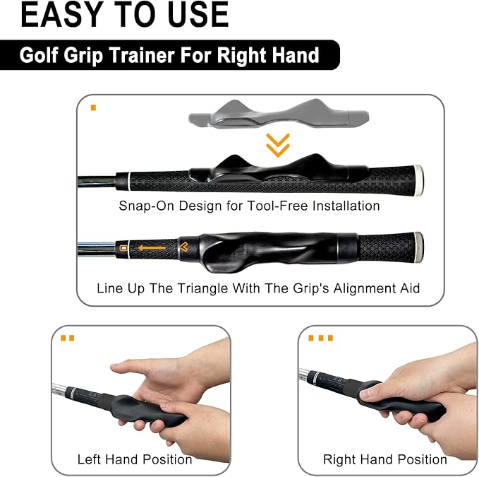 Golf Grip Trainer, Grip Trainer for Golf Clubs - Right Hand Golf Training Aid with Ergonomic Design, Corrects Golf Grip Posture and Improves Swing Accuracy