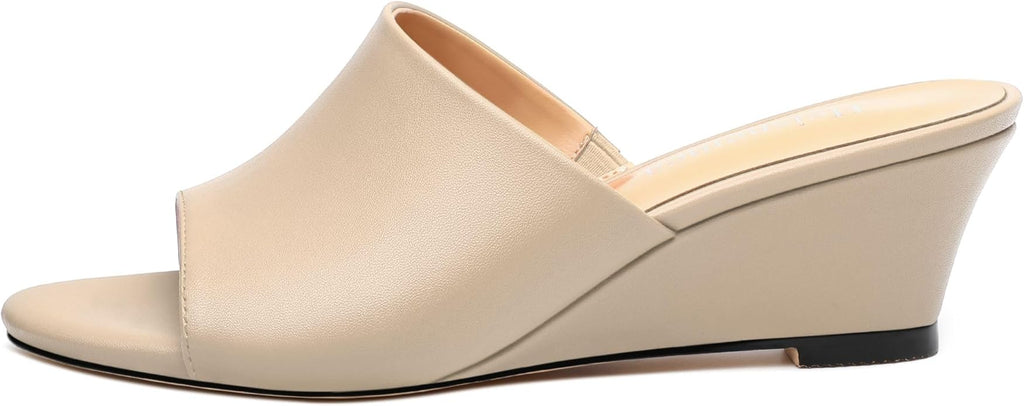 Wedge Sandals for Women Open Toe Wedge Heels Womens Matte High Heel Sandal Round Toe Heeled Wedge Sandals Slip on Casual shoes 2 inch