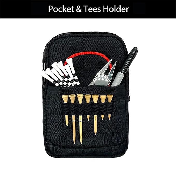 Golf Ball Pouch, Tee Organizer Bag Accessory Clip, Holder with Sturdy Storage Feature, Pouch with Course Practice Function, Play Supply, Durable Organizer Choice for Women Men Golf Club Accessories