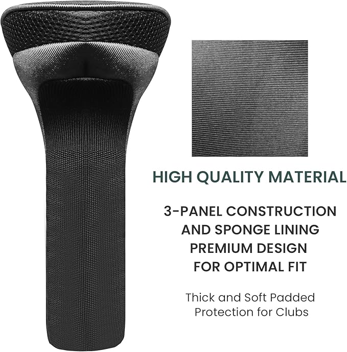 FINGER TEN Golf Club Head Covers for Woods Driver Fairway Hybrid Value 3/5 Pack, Long Headcover Interchangeable Accessories for Ultimate Club Protection