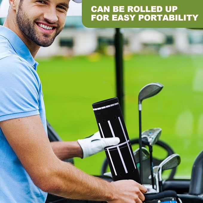 Golf Putting Mats Practice Indoor 30 x 8.27 Inch Golf Putting Practice Training Aid Alignment Track Green Mat Exercise Putter Training Supplies
