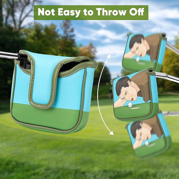Funny Golf Putter Cover Mallet Putter Headcovers with Magnetic Closure Leather Golf Club Covers for All Brand