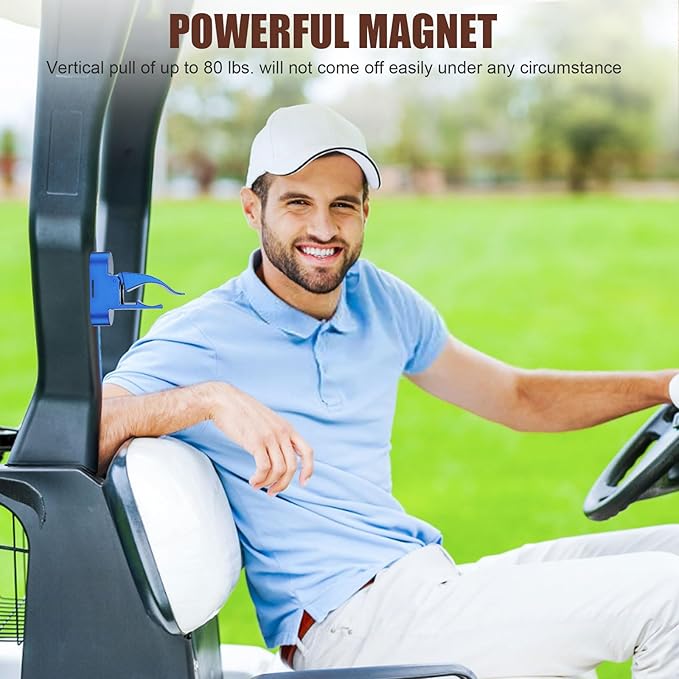 Lunira Universal Magnetic Holder for Golf Carts, Single-Handed Operation, Equipped with Powerful Magnets and Non-Slip Straps, Scratch-Resistant, Comes with a Gift Box, for Golfers