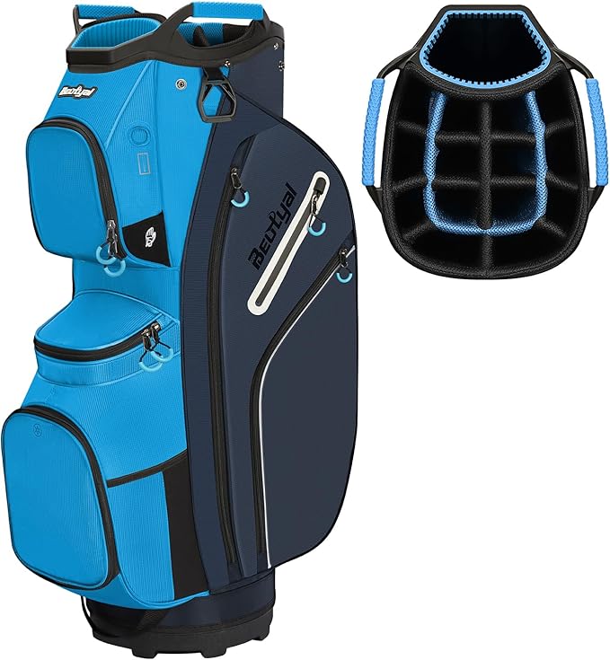 Golf Cart Bag 15 Way Organizer Divider Top Golf Club Cart Bag for Men Women with Cooler, Handles and Rain Cover