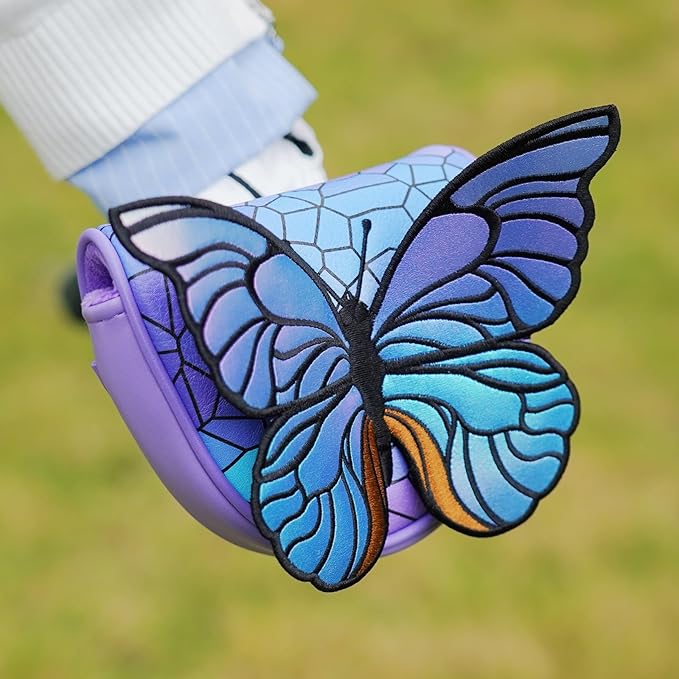 Funny Golf Head Covers, Putter Cover for OZ1 MEZZ 1 MEZZ1 MAX Putters, Center Shaft Mallet Putter Cover with Magnetic Closure, Three-Dimensional Butterfly Design and PU Leather Material