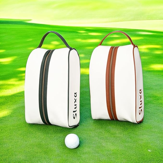 Classic golf shoe bag, Waterproof golf shoe bag for women men, Lightful Green travel shoe bag shoe storage bag. (Brown)
