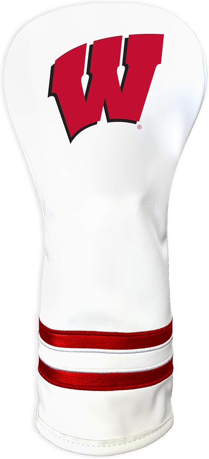 Team Golf NCAA White Vintage Fairway Golf Club Headcover, Form Fitting Design, Retro Design