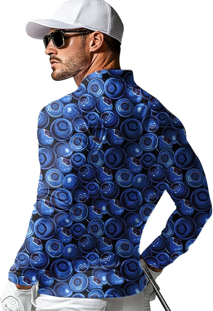 Men's Long Sleeve Golf Shirt Quick Dry 3 Button Work Fishing Outdoor Casual Collar Shirt