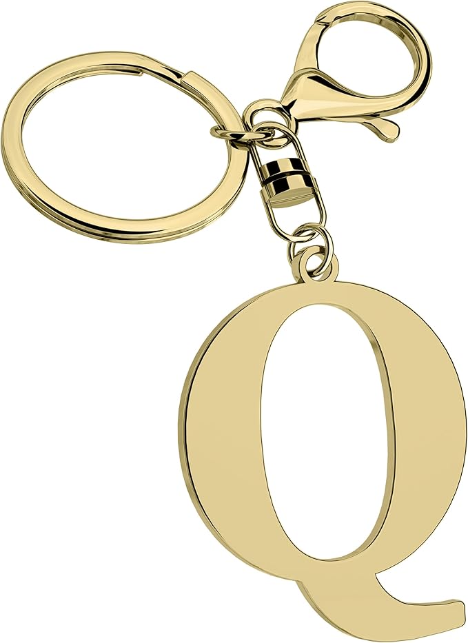Stainless Steel Gold Letter A-Z Keychain for Women Men, Initial Letter Pendant with Key Ring, Charms for Key Backpack Bag