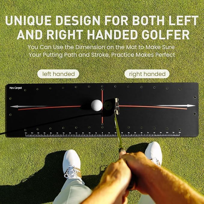 FINGER TEN Golf Putting Mat with Arc and Path for Right Left Handed, Golf Green Alignment Training Aid with Aim Target Easily Rolls Up Durable Lightweight Trainer for Indoor Outdoor