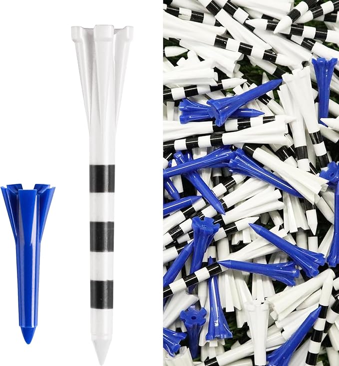 FINGER TEN Unbreakable Golf Tees Plastic 80 3 1/4" or 2 3/4" Driver Tees with 20 1 1/2" Iron Tees Assorted Pack, Low Resistance & Consistent Height Long Short Tees with Bright Colors