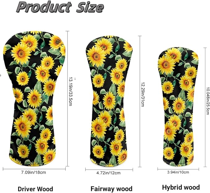 Golf Club Head Covers for Club Protective, Waterproof PU Leather Driver Fairway Wood Hybrid Head Cover