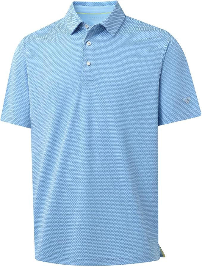 M MAELREG Golf Shirts for Men Moisture Wicking Jacquard Breathable Performance Dry Fit Collared Mens Polo Shirts Short Sleeve