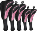 FINGER TEN Golf Club Head Covers for Woods Driver Fairway Hybrid Value 3/5 Pack, Long Headcover Interchangeable Accessories for Ultimate Club Protection