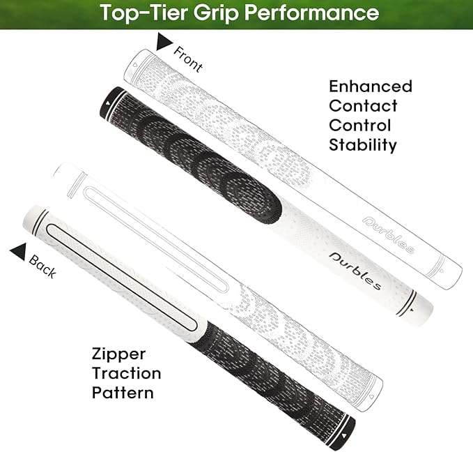Golf Grips with Regripping Kit – All Weather Multi-Compound Golf Club Grips for Men & Women – Corded Rubber Grip Set – Standard & Midsize Wood and Iron Grip Kit – All Level Golfing Accessories