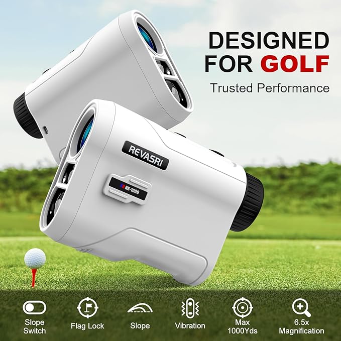 REVASRI Golf Rangefinder with Slope and Pin Lock Vibration, External Slope Switch for Golf Tournament Legal, Rangefinders with Rechargeable Battery 600/1000YDS Laser Range Finder