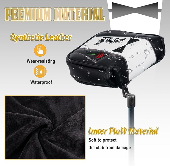 The Golf Father Golf Club Covers, Driver Fairway Hybrid Headcover, Funny Putter Cover Magnetic, Black & White Color Iron Covers,Golf Gifts for Men