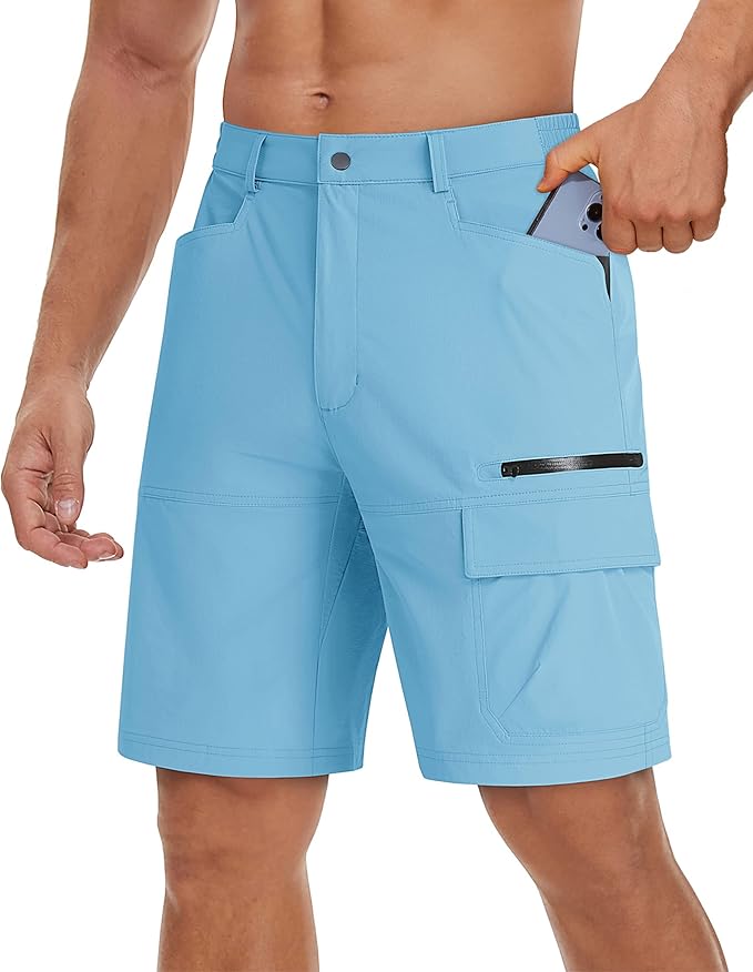 TACVASEN Men's Summer Outdoor Shorts Quick Dry Cargo Casual Work Hiking Shorts (NO Belt)