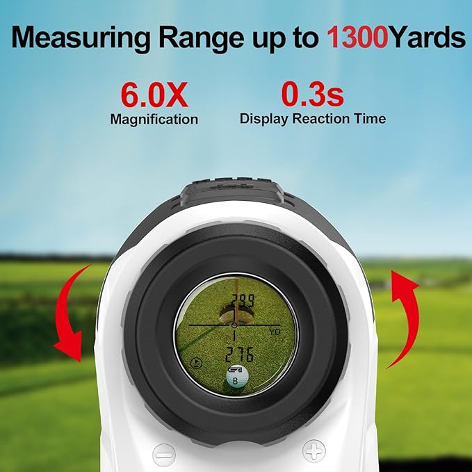 Range Finder for Hunting/Golfing.1000/1300 Yards Laser Golf Rangefinder with Slope .6X Magnification .Flag Lock Vibration Function with Continuous Scan
