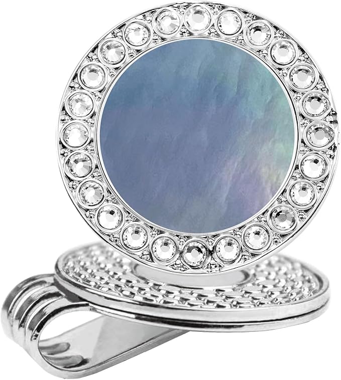 Golf Ball Marker Hat Clip with Pearl Crystal Ball Marker, Golf Accessories, Golf Gifts, Golf Ball Markers for Women