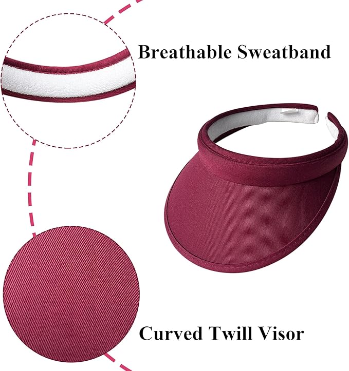 2 Pack Sun Visor Hats Women Men Clip On Wide Brim Visors Hat Outdoor Sports Golf Beach Travel Tennis Caps