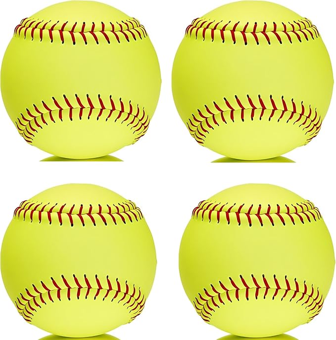 Official Size 12" Softballs - Fastpitch Practice & Training Balls, Leather Covered