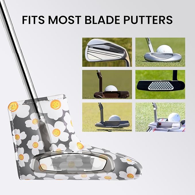 FINGER TEN Golf Blade Putter Cover Premium Synthetic Leather Stylish Design, Universal Headcover Waterproof Protection, Durable Headcovers Covers Fit Most Blade Putters for Men Women
