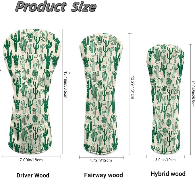Golf Club Head Covers for Club Protective, Waterproof PU Leather Driver Fairway Wood Hybrid Head Cover