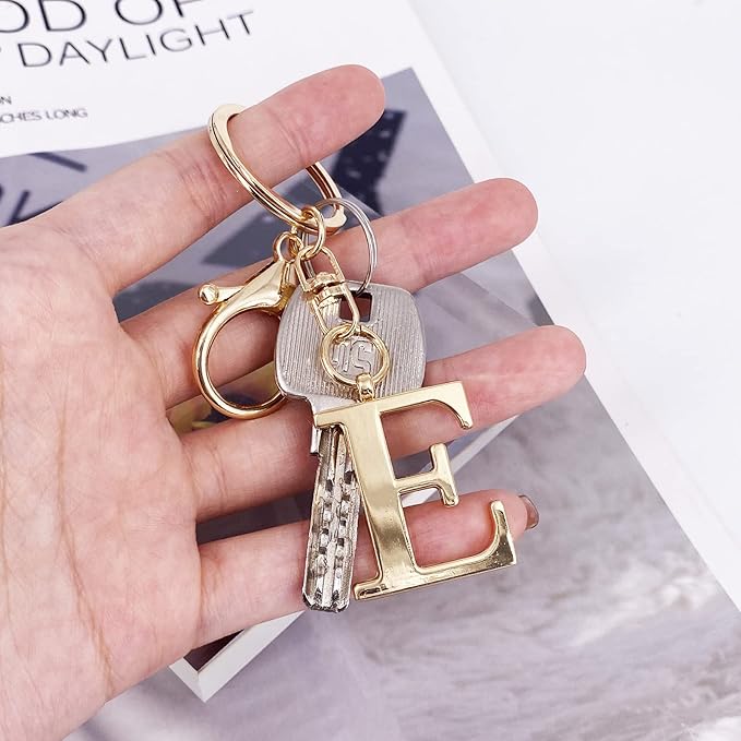 LAXPICOL Gold Letter A-Z Keychain for Women Bag Charms Purse Charms For Handbags Metal Alphabet Initial Letter Keychain