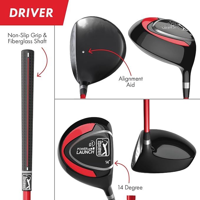 PGA Tour Youth Golf Club Set – Ages 3-5 (3’6”-4’1”) and 5-8 (4’1” - 4'8") Right and Left Handed Beginner Junior Golf Clubs with Lightweight Golf Bag, Mallet Putter, Driver by Golfgen