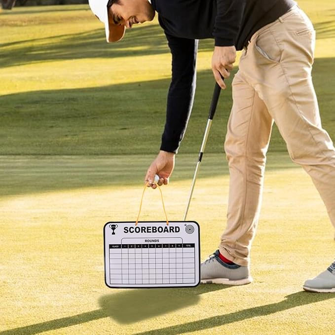 POPETPOP Golf Scorecard Board Erasable: Golf Writing Scoreboard with 1 Pen - Hanging Dry Erase Boards for Men, Women Golfers, 9.83 x 6.68 Inches