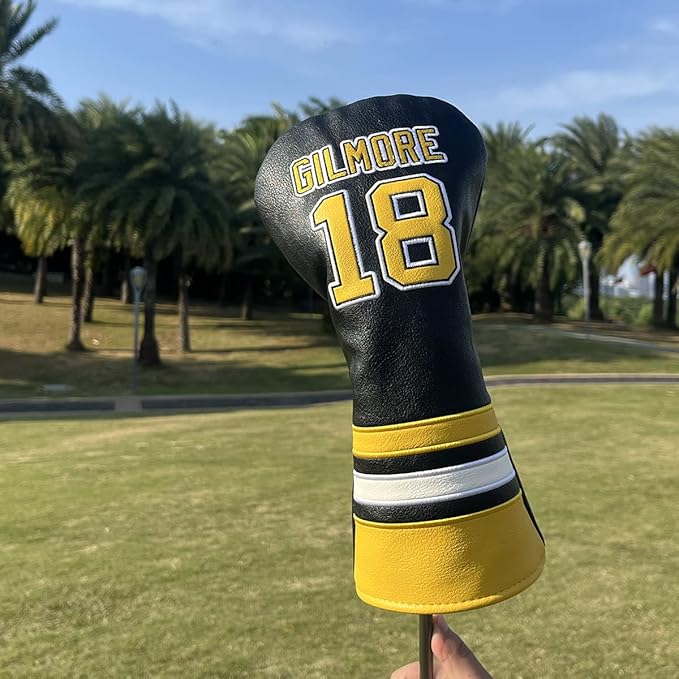 Golf Headcovers Happy Gilmore Golf Club Head Covers Advanced Embroidery Premium Leather Driver Headcover Fairway Wood Covers Hybrid Head Covers, Golf Mallet Blade Putter Cover
