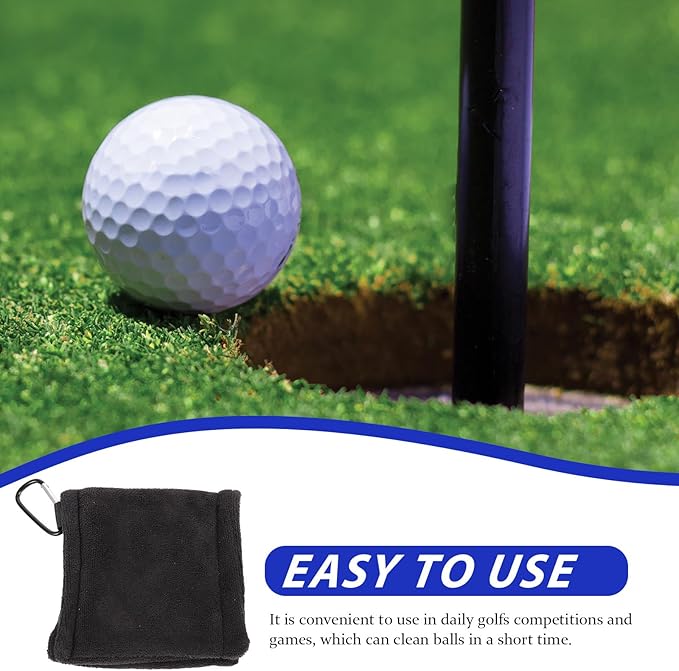 Golf Ball Towel with Buckle 14X14Cm Microfiber Golf Cleaning Cloth for Club and Ball Maintenance