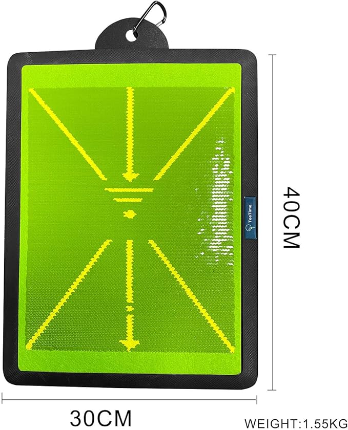 TeeTime Golf Practice Mat - Patent Pending - Instant Swing Path Feedback - Indoor-Outdoor with Carry Clip