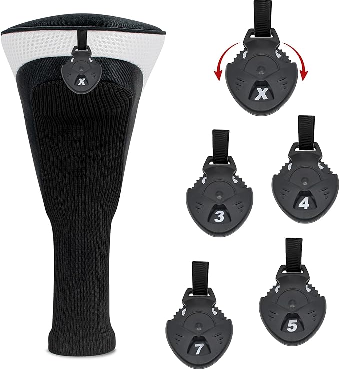 Golf Head Covers for Fairway Woods Driver Hybrids 5 Pieces Nylon Mesh Sports Fan Golf Club Headcovers-Golf Accessories for Men Women.